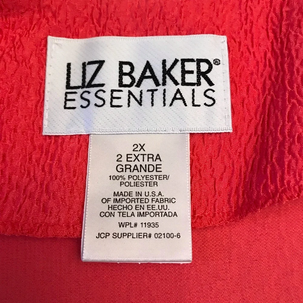 Liz Baker Open Front Dress Jacket Size 2X Coral Textured Mid Length USA Made